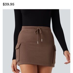 HALARA Brown Mini Skirt with Pockets